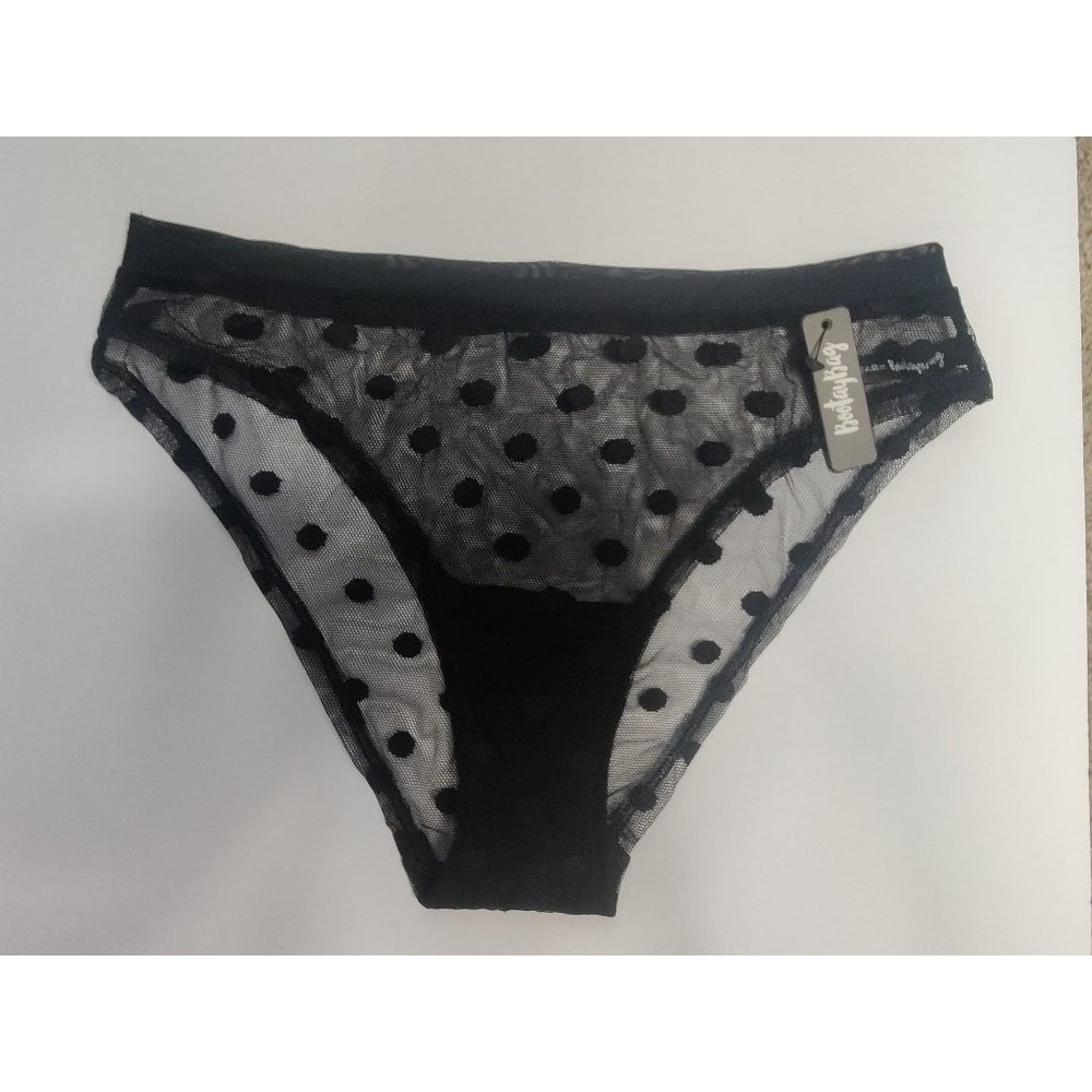 NWT black polka-dotted mesh panties - Picture 1 of 1